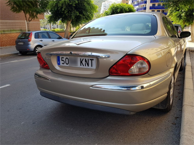 Jaguar X-Type has new Spanish plates fitted in Benidorm Jaguar X-Type with Spanish Plates